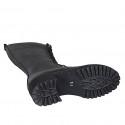 Woman's laced ankle boot with zipper in black leather heel 5 - Available sizes:  32, 34, 43, 44, 45