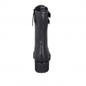 Woman's laced ankle boot with zipper and buckles in black leather heel 5 - Available sizes:  32, 34, 42, 43, 45