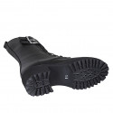Woman's laced ankle boot with zipper and buckles in black leather heel 5 - Available sizes:  32, 34, 42, 43, 45
