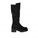 Woman's boot with zipper in black suede and elastic material heel 5 - Available sizes:  32, 43, 44