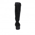 Woman's boot with zipper in black suede and elastic material heel 5 - Available sizes:  32, 43, 44