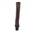 Woman's platform boot in brown leather with zipper heel 9 - Available sizes:  33, 42, 43, 44