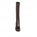Woman's platform boot in brown leather with zipper heel 9 - Available sizes:  33, 42, 43, 44