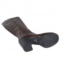 Woman's platform boot in brown leather with zipper heel 9 - Available sizes:  33, 42, 43, 44
