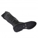 Woman's knee-high boot in black elastic material and leather with half zipper heel 3 - Available sizes:  44, 45, 47