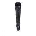 Woman's over-the-knee boot in black elastic material and leather with half zipper heel 3 - Available sizes:  44