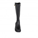 Bottes pour femmes en cuir noir avec fermeture éclair et accessoire talon 3 - Pointures disponibles:  32, 33, 34