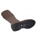 Woman's boot with zipper in taupe suede and elastic material heel 3 - Available sizes:  32, 33, 34, 42, 43, 44, 45