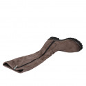 Woman's boot with zipper in taupe suede and elastic material heel 3 - Available sizes:  32, 33, 34, 42, 43, 44, 45