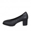 Woman's pump in black leather with removable insole heel 6 - Available sizes:  42