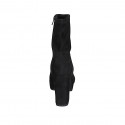 Botines para mujer con cremallera y plataforma en gamuza y material elástico negro tacon 10 - Tallas disponibles:  42, 43