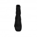Botines para mujer con cremallera y plataforma en gamuza y material elástico negro tacon 10 - Tallas disponibles:  42, 43