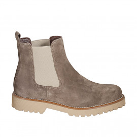 Botines para mujer con elasticos en gamuza beis tacon 3 - Tallas disponibles: 44