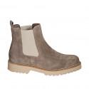 Woman's ankle boot with elastic bands in beige suede heel 3 - Available sizes:  44