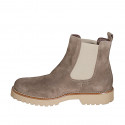 Woman's ankle boot with elastic bands in beige suede heel 3 - Available sizes:  44