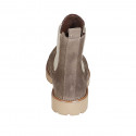 Woman's ankle boot with elastic bands in beige suede heel 3 - Available sizes:  44