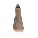 Woman's ankle boot with elastic bands in beige suede heel 3 - Available sizes:  33, 44