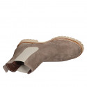 Woman's ankle boot with elastic bands in beige suede heel 3 - Available sizes:  44