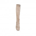 Stivale da donna con plateau e cerniera in camoscio ed elasticizzato beige tacco 10 - Misure disponibili: 43