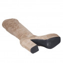 Bota para mujer con plataforma y cremallera en gamuza y material elastico beis tacon 10 - Tallas disponibles:  43