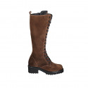 Woman's laced boot with zipper in brown suede heel 5 - Available sizes:  32