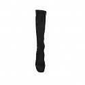 Bottes pour femmes avec plateforme et fermeture éclair en daim et materiau elastique noir talon 10 - Pointures disponibles:  43, 44