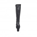 Bota para mujer con plataforma y cremallera en piel y material elastico negro tacon 10 - Tallas disponibles:  42