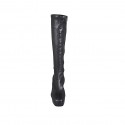 Bota para mujer con plataforma y cremallera en piel y material elastico negro tacon 10 - Tallas disponibles:  42