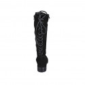 Botas con cordones posteriores y cremallera para mujer en gamuza negra tacon 3 - Tallas disponibles:  32, 34, 43, 45