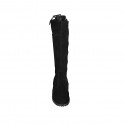 Botas con cordones posteriores y cremallera para mujer en gamuza negra tacon 3 - Tallas disponibles:  32, 34, 43, 45