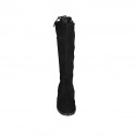 Woman's boot with zipper and backside laces in black suede heel 3 - Available sizes:  32, 43