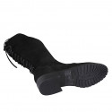 Woman's boot with zipper and backside laces in black suede heel 3 - Available sizes:  32, 34, 43, 45
