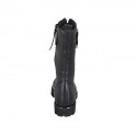 Woman's laced ankle boot with buckles and zipper in black leather heel 3 - Available sizes:  32