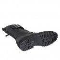 Woman's laced ankle boot with buckles and zipper in black leather heel 3 - Available sizes:  32