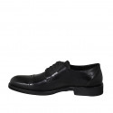 Elegante zapato derby para hombre en piel negra con cordones, puntera y elasticos - Tallas disponibles:  38