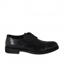 Elégant chaussure derby pour hommes en cuir noir avec lacets, bout droit et elastiques - Pointures disponibles:  38