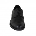 Elegant men's laced derby shoe in black leather with captoe and elastics - Available sizes:  38
