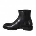 Men's ankle boot with zipper in black-colored leather - Available sizes:  36, 38, 46, 47, 48, 49