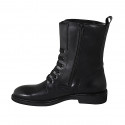 Man's laced ankle boot with zipper and studs in black leather - Available sizes:  36, 37, 38, 46, 49