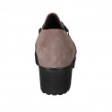 Woman's mocassin with chain, elastics and removable insole in taupe suede heel 5 - Available sizes:  42