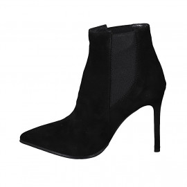 Bottines à bout pointu pour femmes avec elastiques en daim noir talon 10 - Pointures disponibles:  32, 42, 43 2
