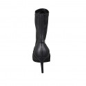 Bottines à bout pointu pour femmes en cuir et materiau elastique noir talon 7 - Pointures disponibles:  34, 42