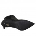 Botines puntiagudos para mujer con cremallera y elastico en piel negra tacon 7 - Tallas disponibles:  43, 46