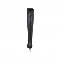 Woman's over-the-knee pointy boot in black leather and elastic material heel 7 - Available sizes:  33, 42