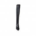 Bottes à bout pointu et au dessous de genou pour femmes en cuir et materiau élastique noir talon 7 - Pointures disponibles:  33, 34, 42, 44, 46