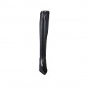 Woman's over-the-knee pointy boot in black leather and elastic material heel 7 - Available sizes:  33, 42