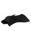 Woman's pointy ankle boot with elastic bands and studs in black suede heel 10 - Available sizes:  32, 33, 34, 42, 43