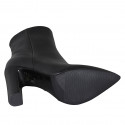 Woman's pointy ankle boot in black leather with zipper heel 10 - Available sizes:  42, 43