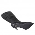 Woman's pointy boot in black leather with zipper and heel 10 - Available sizes:  32, 33, 34