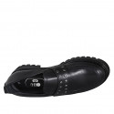 Woman's moccasin shoe with studs in black leather heel 4 - Available sizes:  45